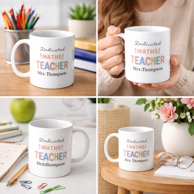 Taza De Café Dedicated Maths Teacher Personalized Name  (Dedicated Maths Teacher Personalized Name Coffee Mug)