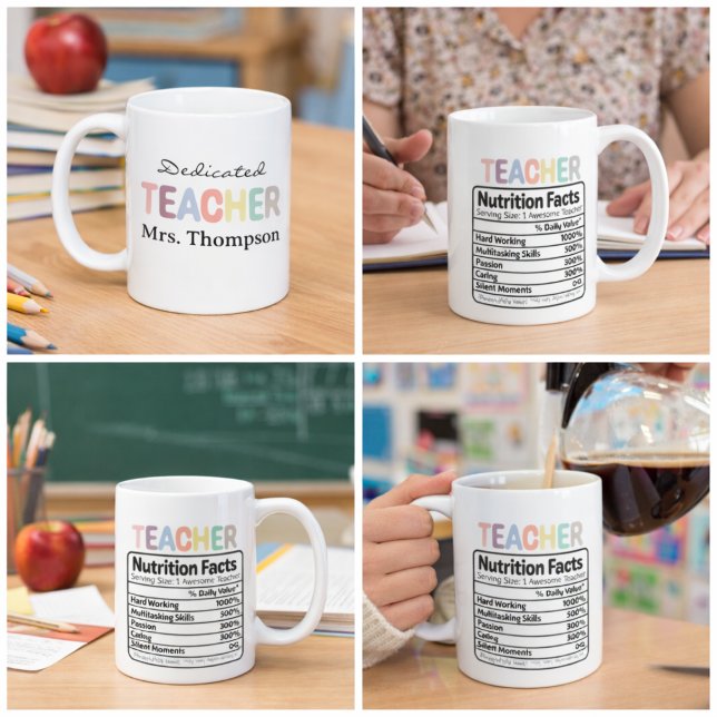 Taza De Café Dedicated Teacher Personalized Custom Name  (Dedicated Teacher Personalized Custom Name Coffee Mug)