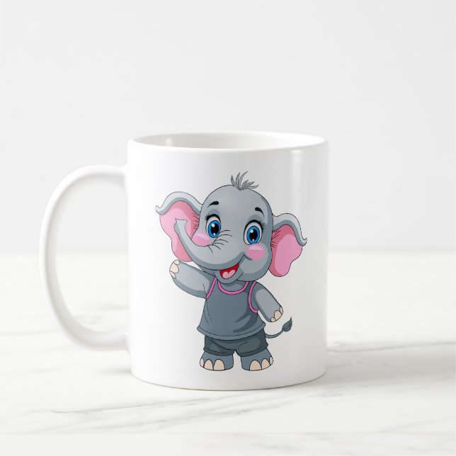 Taza De Café Dedo bebé elefante Mug (Izquierda)