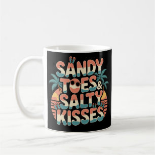 Taza De Café Dedos de arena Besos salados Pareja retro de playa