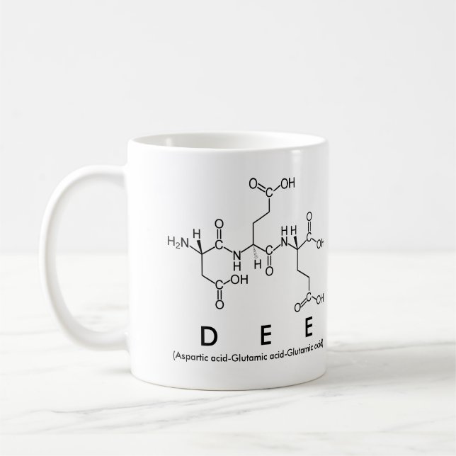 Taza De Café Dee peptide name mug (Izquierda)