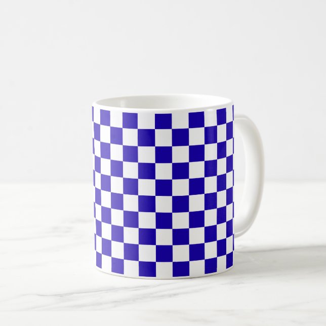 Taza De Café Deep blue checkered  (Anverso derecho)
