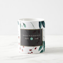 Taza De Café Deep Blue Floral Elegant Fall Wedding