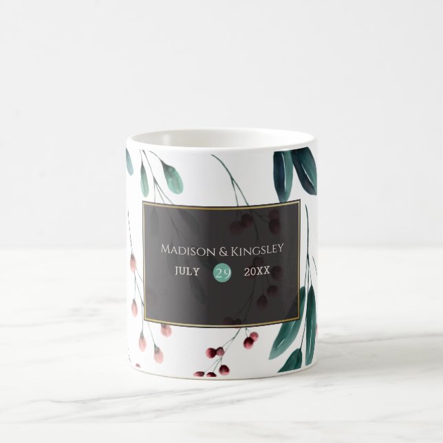 Taza De Café Deep Blue Floral Elegant Fall Wedding (Centro)