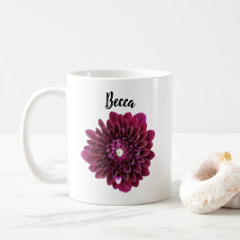 Taza De Café Deep Purple Dahlia Flor Mug Personalizado