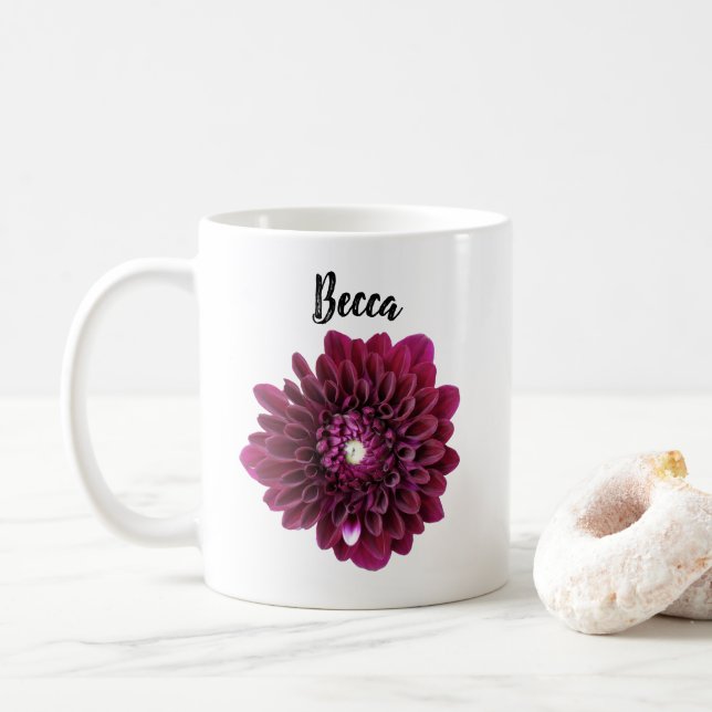 Taza De Café Deep Purple Dahlia Flor Mug Personalizado (Con donut)