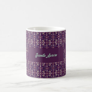 Taza De Café Deep Purple y Terroso Muted Abstracto Geométrico