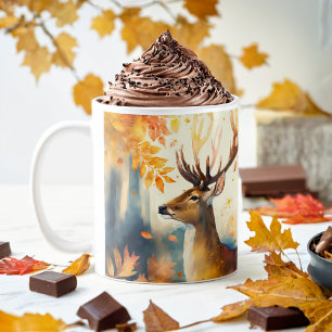 Taza De Café Deer acuático de vibraciones de otoño -