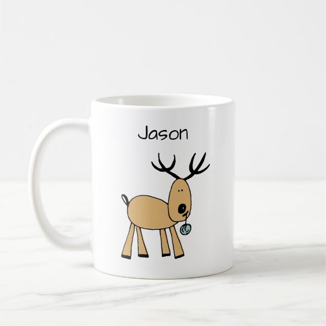 Taza De Café Deer de corte Agregar su nombre (Izquierda)