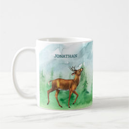 Taza De Café Deer Hunter Personaliza la Montaña Forestal