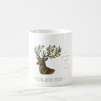 Taza De Café Deer Mug with Flower Antlers – Spring Coffee Cup