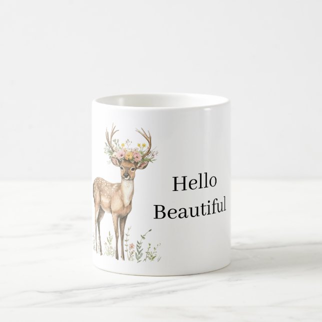 Taza De Café Deer wearing Flowers (Centro)