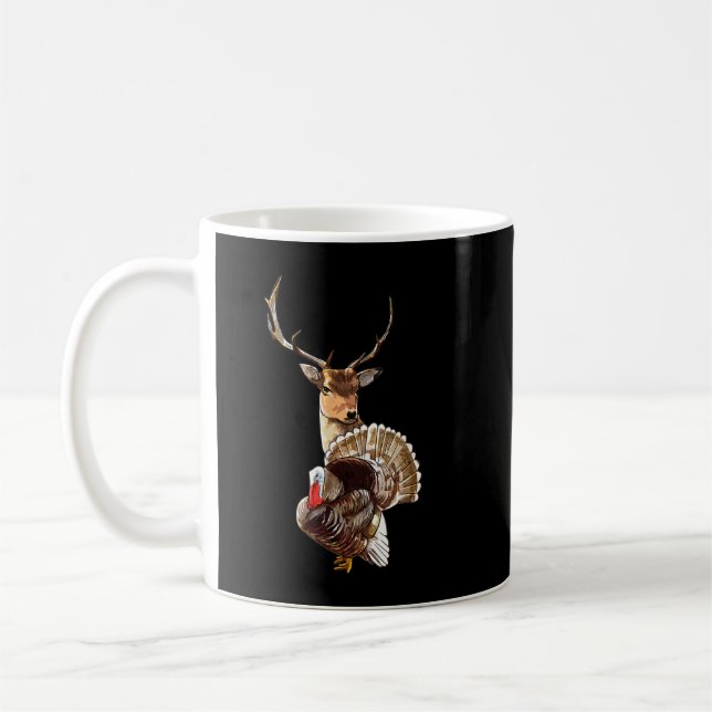 Taza De Café Deer Y Turquía Guay Cazan Hobby Cazando Vida Silve (Izquierda)