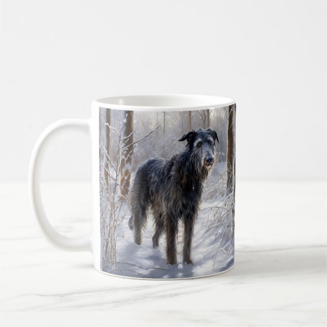 Taza De Café Deerhound escocés deja que nieve Navidades (Izquierda)
