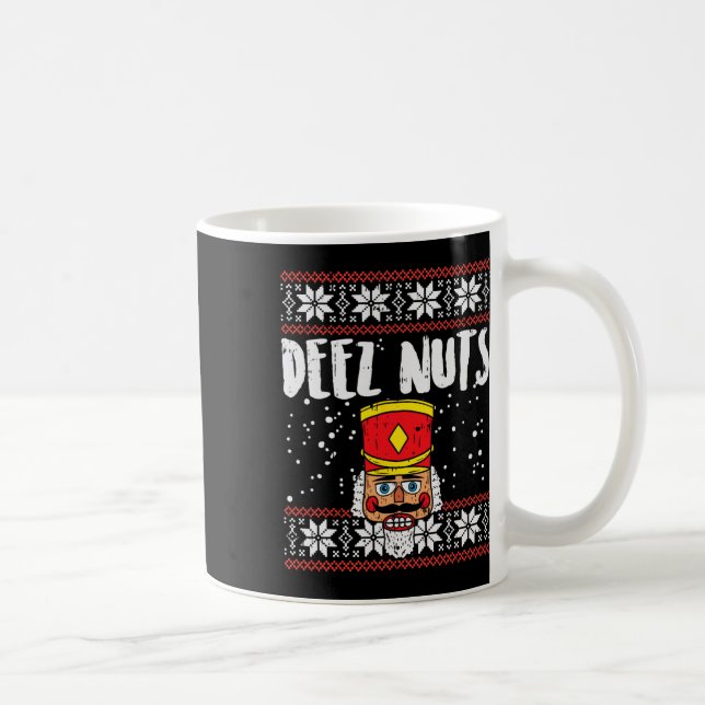 Taza De Café Deez Nuts Nutcracker Navidades feos regalo de meme (Derecha)
