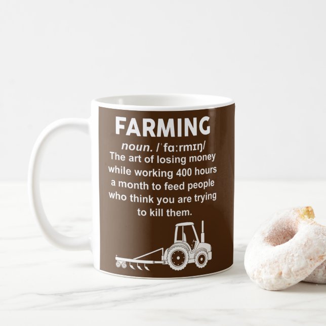 Taza De Café Definición Agrícola Para Agricultores Divertidos  (Con donut)