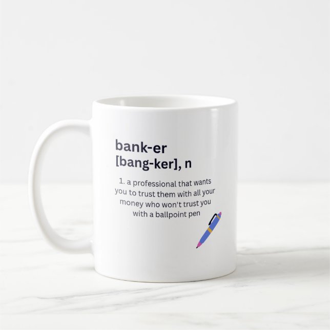 Taza De Café Definición de banquero Café gracioso o Tea Mug (Izquierda)