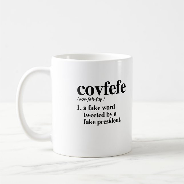 Taza De Café Definición de Covfefe - una palabra falsa (Izquierda)