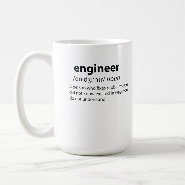 Taza De Café Definición de diccionario divertida de ingeniero (Izquierda)