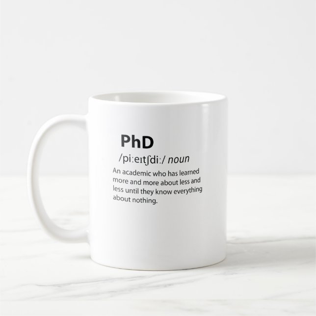 Taza De Café Definición de diccionario divertida de PhD (Izquierda)