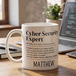 Taza De Café Definición de Experto en Ciberseguridad Divertida