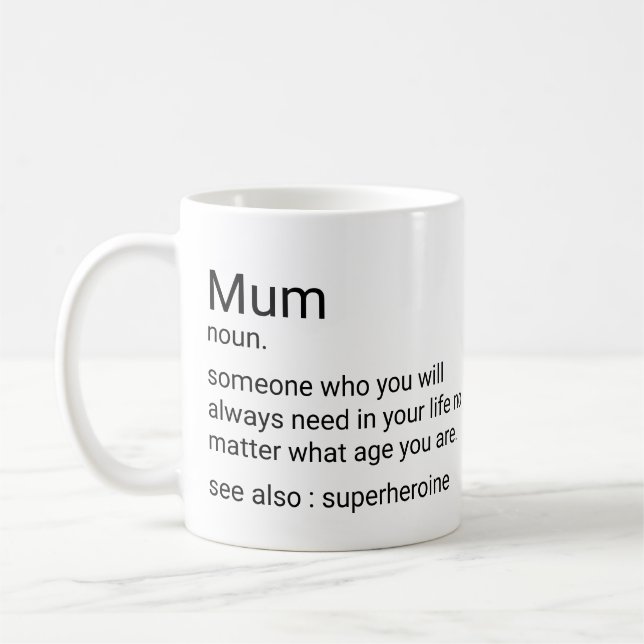Taza De Café Definición De Mamá personalizado Para Mamá (Izquierda)