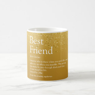Taza De Café Definición de Mejor Amigo Glitter Dorado Glam