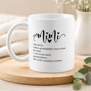 Taza De Café Definición de Mimi Abuela Escritura Corazón Mínimo