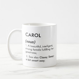 Taza De Café Definición de nombre Carol editable, nombre person