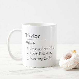 Taza De Café Definición de nombre personalizada Diccionario Fun