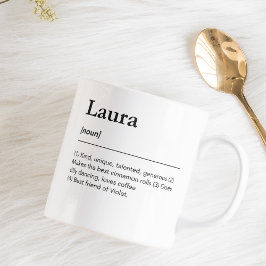 Taza De Café Definición de nombre personalizada en blanco y neg