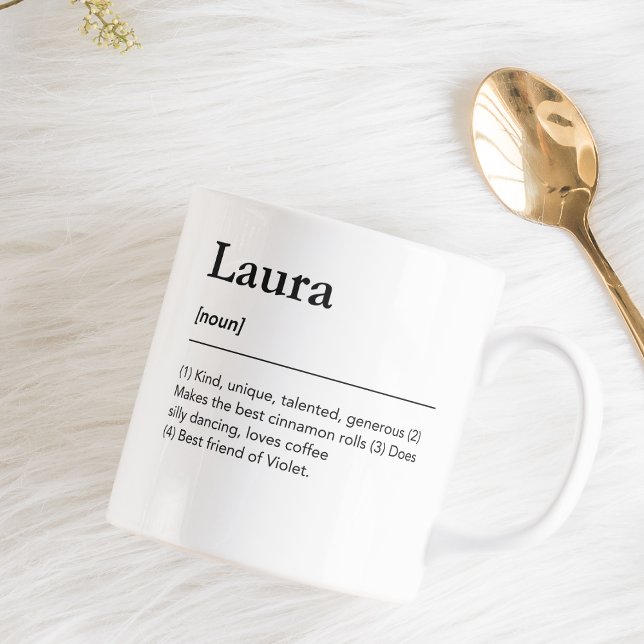 Taza De Café Definición de nombre personalizada en blanco y neg (Subido por el creador)