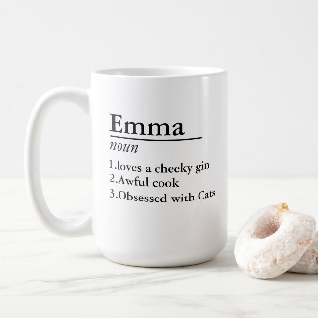 Taza De Café Definición de nombre personalizada Láser satinado  (Con donut)