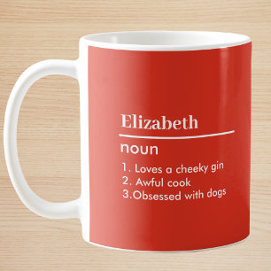 Taza De Café Definición de nombre rojo personalizado