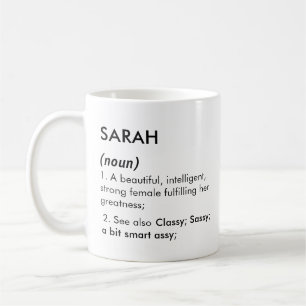 Taza De Café Definición de nombre Sarah editable, nombre person