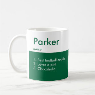 Taza De Café Definición de nombre verde esmeralda personalizada