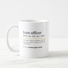 Taza De Café Definición de Oficial de Préstamo con Humor de Ofi