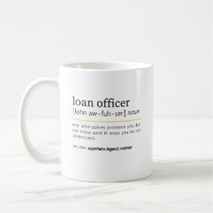 Taza De Café Definición de Oficial de Préstamo con Humor de Ofi
