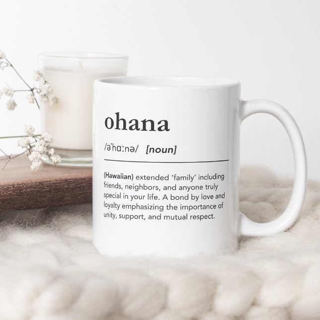Taza De Café Definición de ohana familia hawaiana minimalista (Subido por el creador)