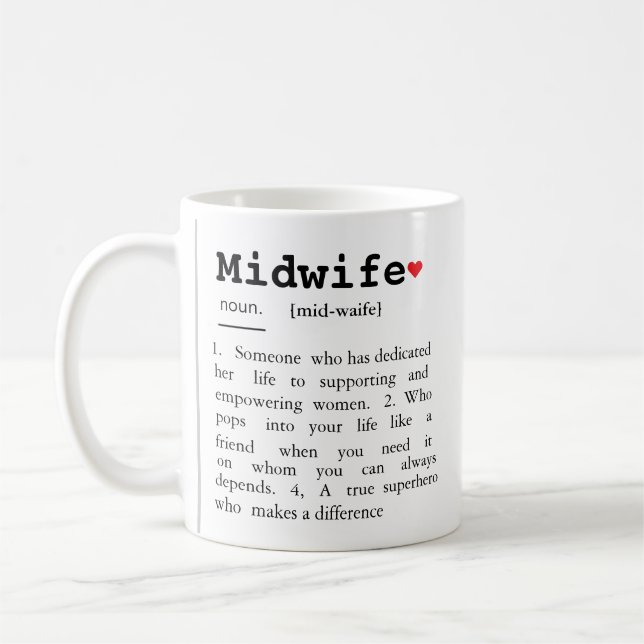 Taza De Café Definición de partera, regalo de partera, (Izquierda)