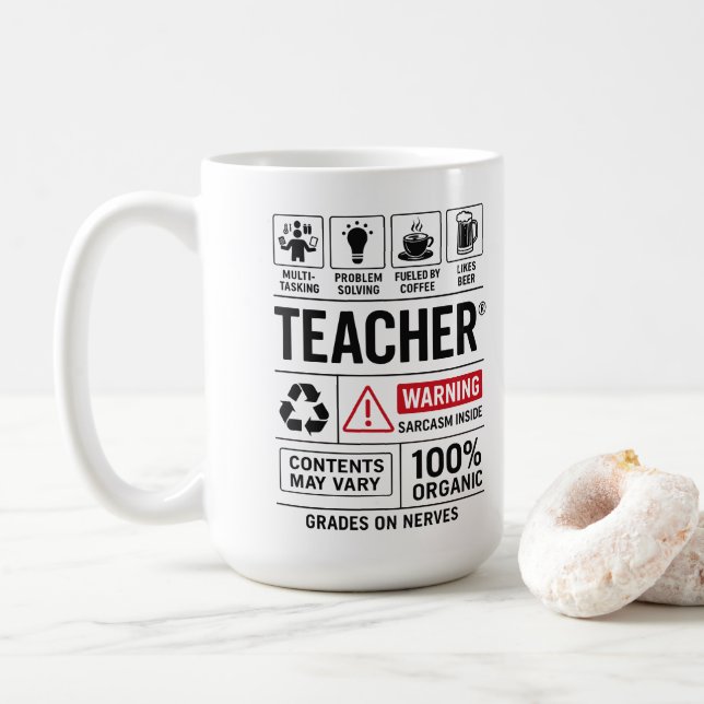 Taza De Café Definición de profesor divertido: Multitarea (Con donut)