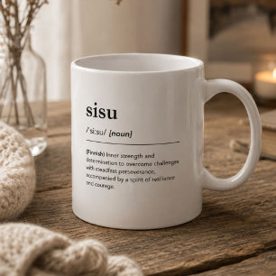 Taza De Café Definición de Sisu Tipografía de palabra finlandes