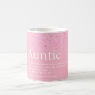 Taza De Café Definición de Tía Divertida Brillo Rosa Femenina