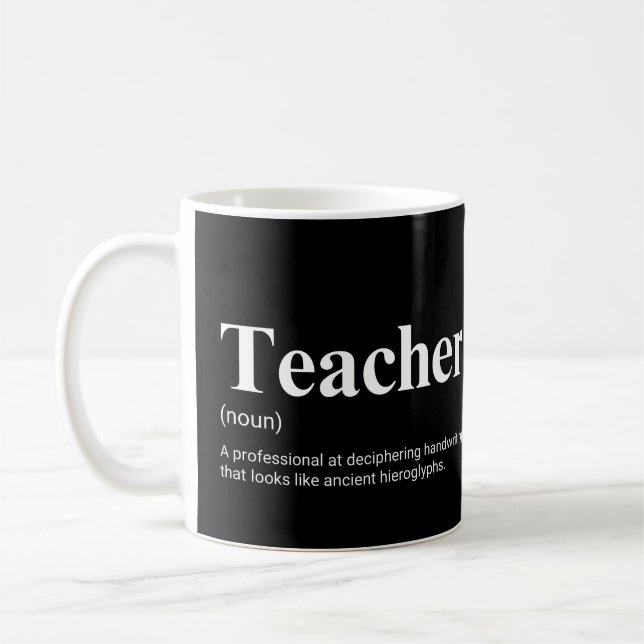 Taza De Café Definición de trabajo de escritura a mano divertid (Izquierda)