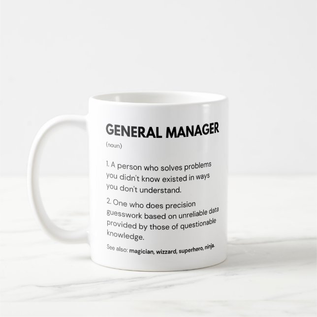 Taza De Café Definición de trabajo de negocios de General Manag (Izquierda)