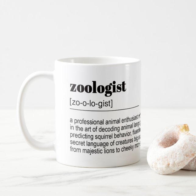 Taza De Café Definición de zoólogo, Poster de diccionario, cita (Con donut)