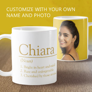 Taza De Café Definición del nombre Chiara con foto personalizad
