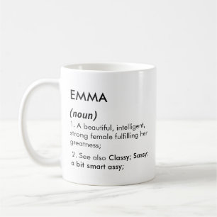 Taza De Café Definición del nombre Emma editable, nombre person