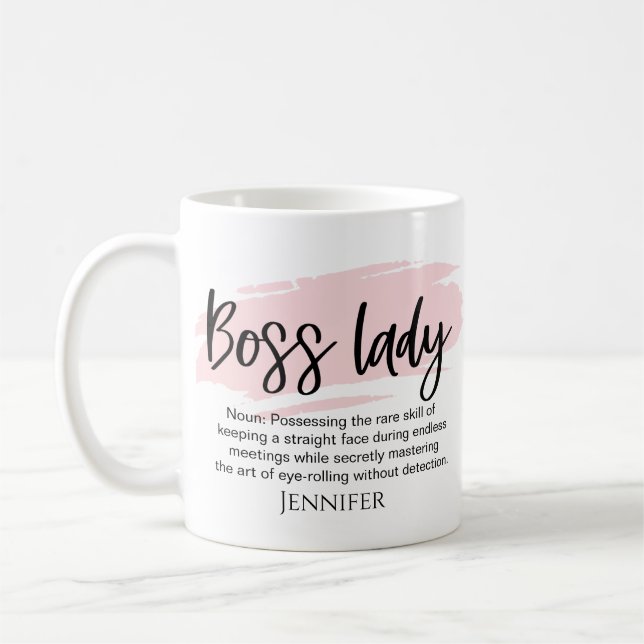 Taza De Café Definición divertida de Boss Lady Personalizada (Izquierda)