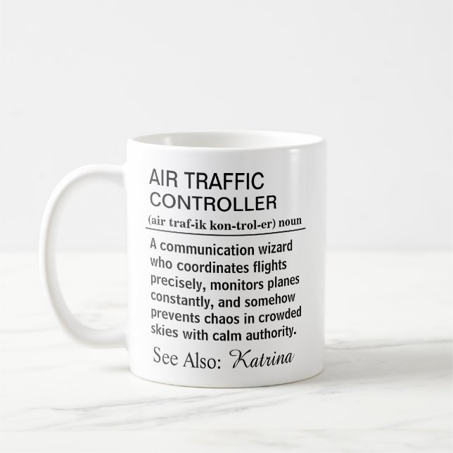 Taza De Café Definición Divertida de Controlador de Tráfico Aér (Izquierda)